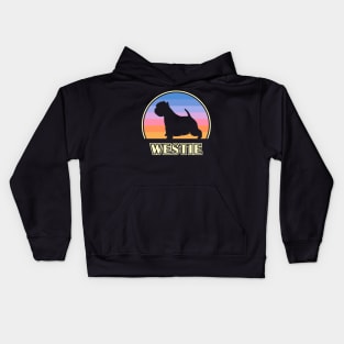 Westie Vintage Sunset Dog Kids Hoodie